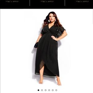 City Chick Black Sequin glitz Maxi dress size 14 / XS